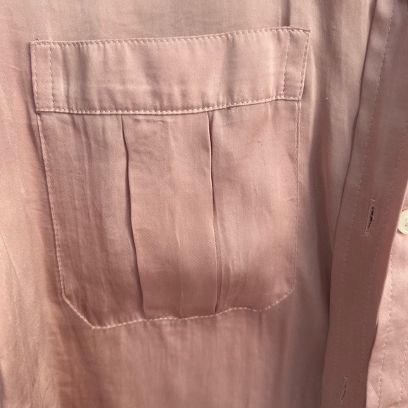 Banana Republic M Copper Satin Button-Up Shirt Rust Orange Salmon Dillon Classic - Picture 4 of 5